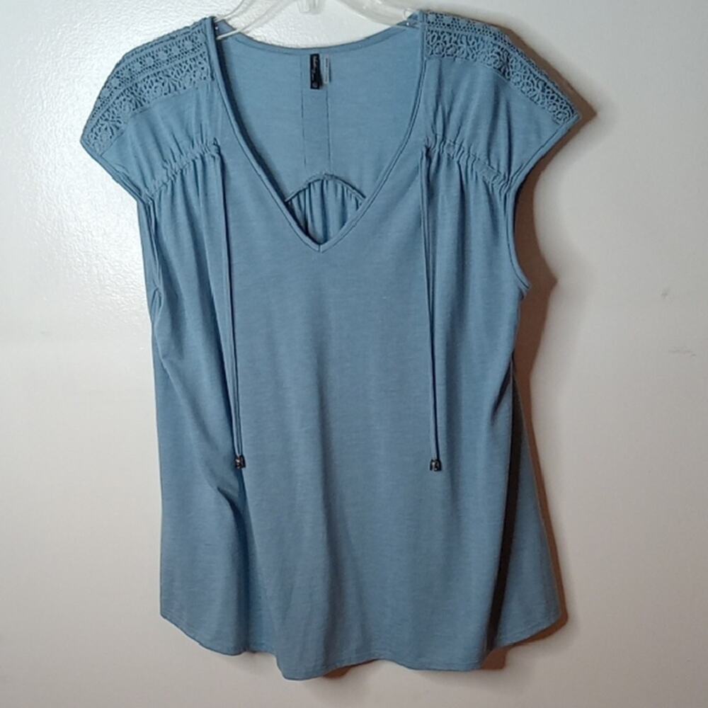 North River Women's Size XL Blue Lace Detail Women's Blouse